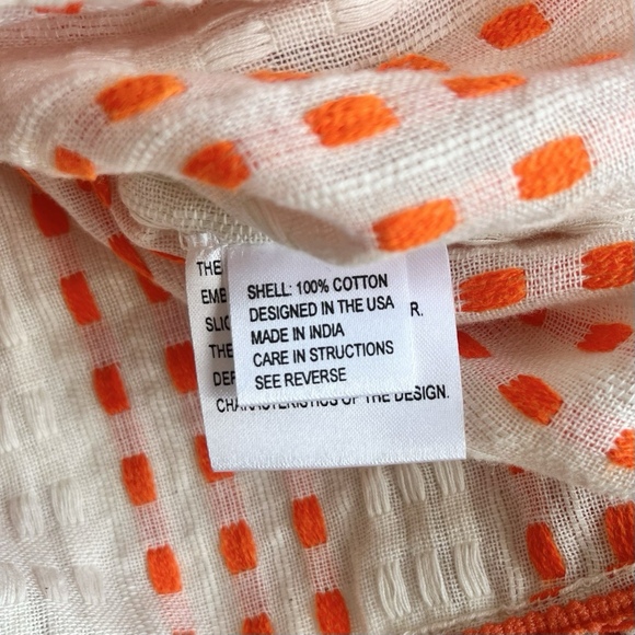 Tessora White and Orange 100% Cotton Embroidered Boho Blouse with Tassels - Picture 6 of 8